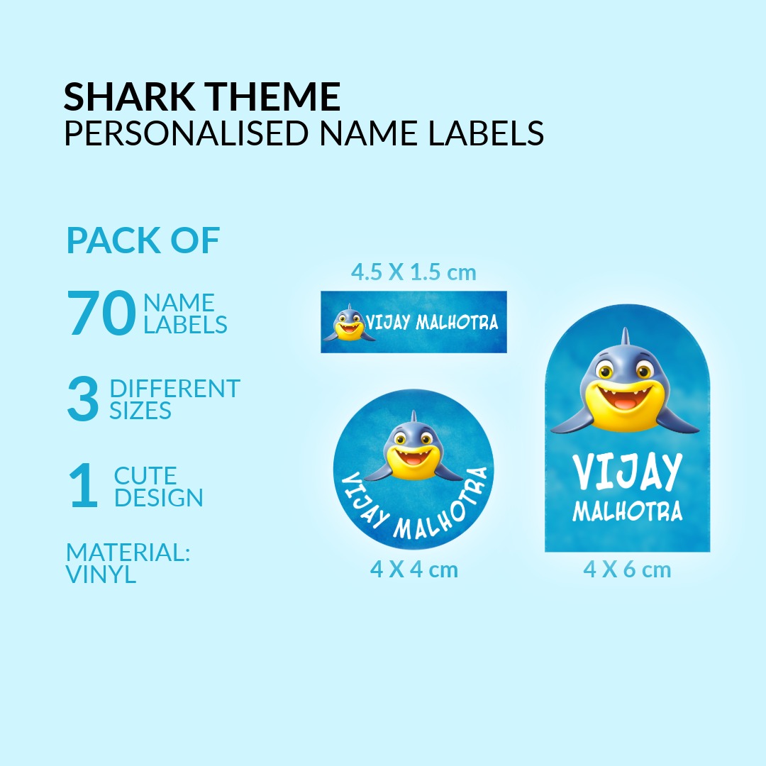 Baby Shark Theme Personalized Name Labels