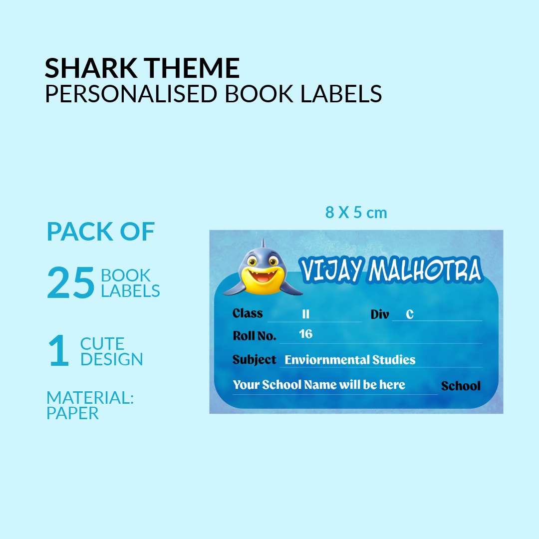 Baby Shark Theme Personalized Book Labels