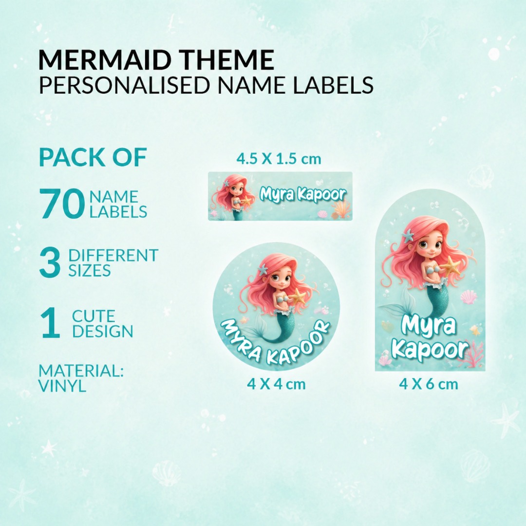 Mermaid Theme Personalized Name Labels
