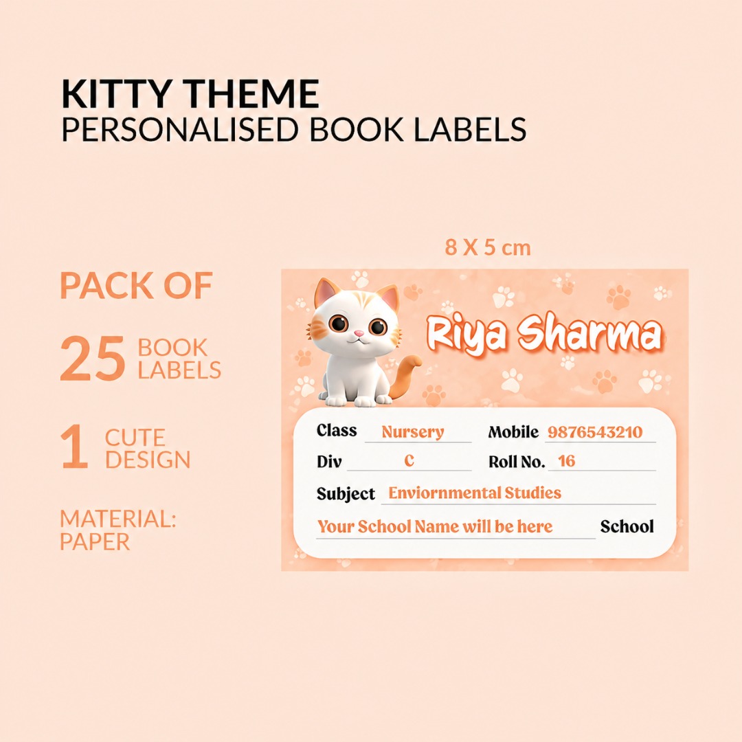 Kitty Theme Personalized Book Labels