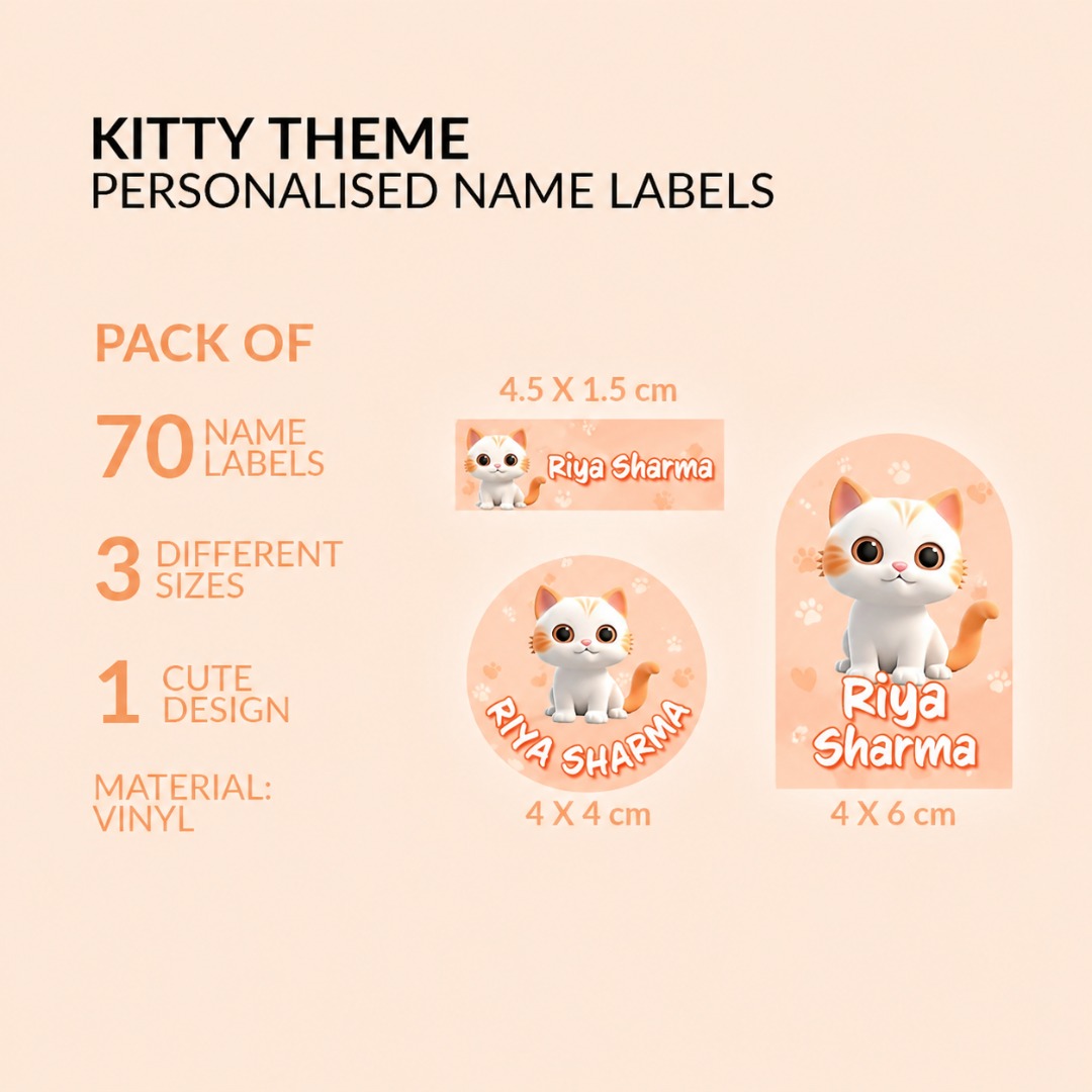 Kitty Theme Personalized Name Labels