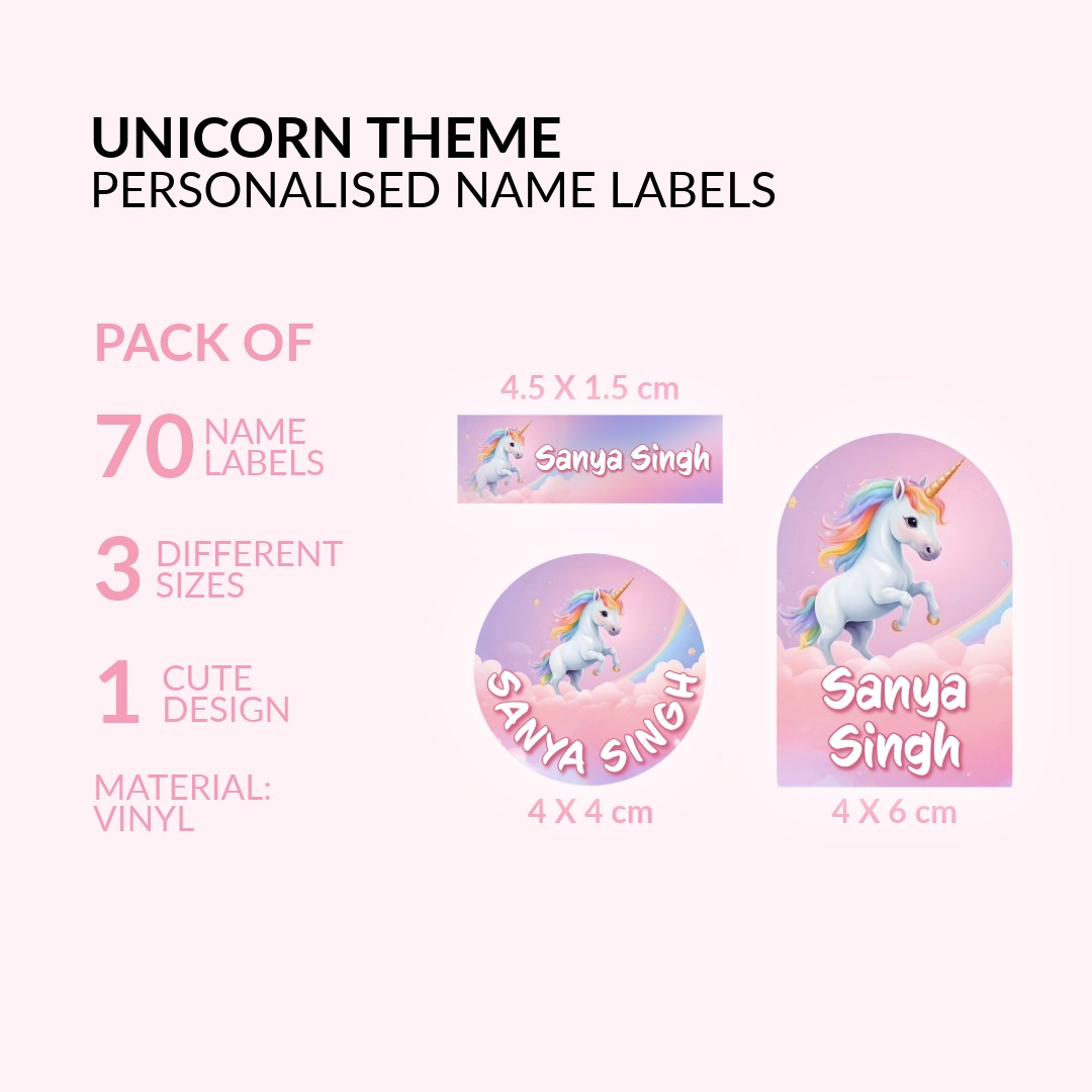 Unicorn Theme Personalized Name Labels