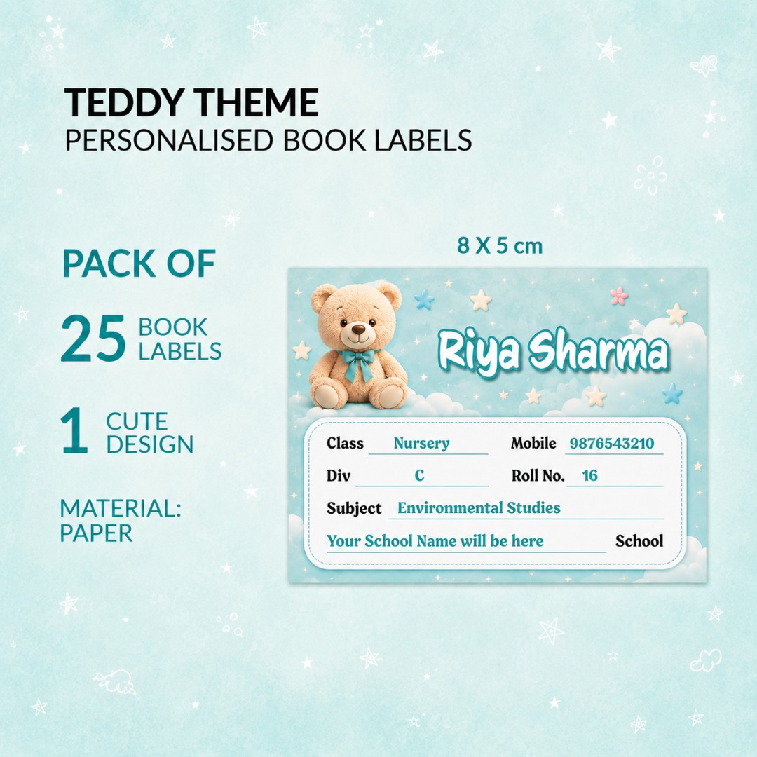 Teddy Theme Personalized Book Labels for Kids